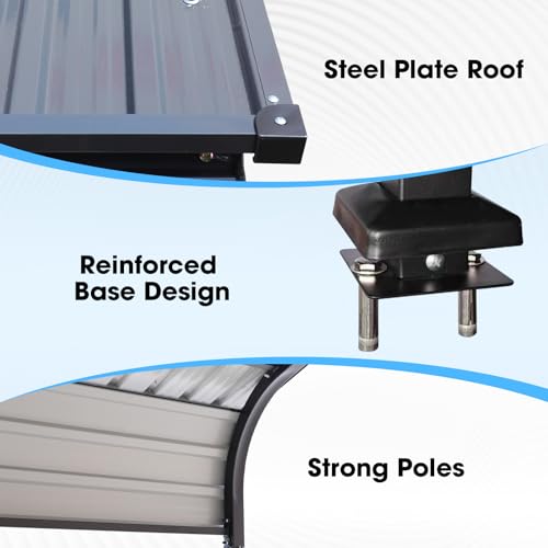 COBANA 12X20FT Metal Carport, Heavy Duty Steel Roof Garage