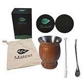 Material innovador: su doble pared de acero inoxidable (304 SUS ) le permite conservar a la vez la temperatura y el sabor del Yerba mate. La bombilla de 16 cm también es de acero inoxidable.