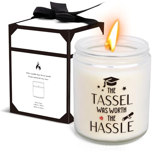 Graduation Gifts for for Her Him Scented Candles Funny Gift for Girls Boys Natural Soy Candle-The Tassel was Worth The Hassle