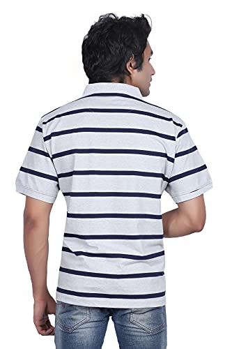 Image of Particle Men's Plus Size Big Size Cotton Polo Collar T-Shirt | Relaxed Fit Striped Half Sleeve | 100% Cotton 210 GSM | Smart Casual | Sizes 2XL-6XL | Breathable Summer Wear