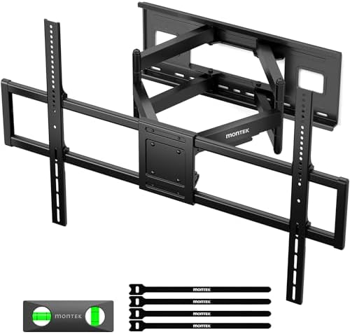 monTEK Full Motion TV Wall Bracket for 60"-120" TVs, Pre-Assembled & Heavy Duty TV Bracket up to 120 kg, TV Mount with Tool-Free Tilt/Swivel/Extension, Max VESA 900x600, Fits 16"/18"/24" Studs