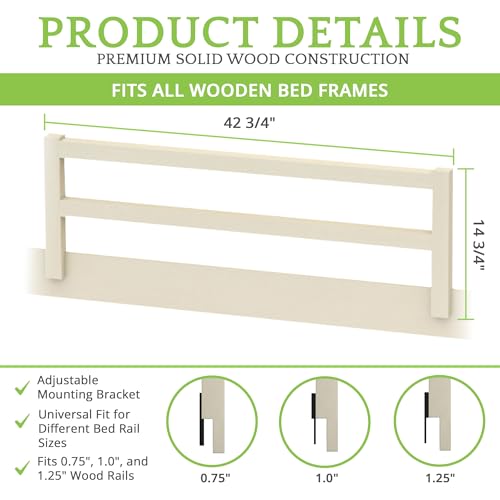 Image of CC KITS Safety Guard Rail for Baby, Kids, and Children - Solid Wood Safety Bed Rail for Toddlers - Easy Installation - Premium Protection for Bunk, Twin, Full, Queen and King Size Beds - (Pearl)