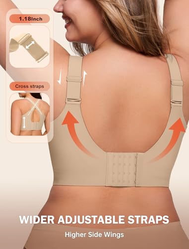 Image of LetsJoli Bras for Women Supportive Wireless Push Up Bra Full Coverage No Underwire Seamless Plus Size for Older Women