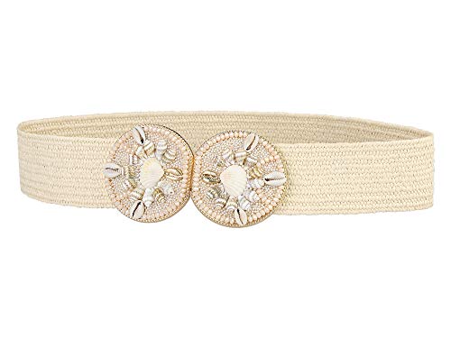 Allegra K Womens Elastic Wide Waist Belts Braided Belts for Dress Shell Buckle