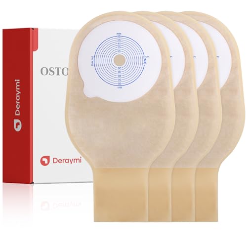 DERAYMI 30 PCS Colostomy Bags Ostomy Supplies with 6 Clamp Closure 15mm-65mm Cut to Fit Ostomy Bag for Ileostomy Stoma Care Single-Layer Non-Woven Drainable Pouches