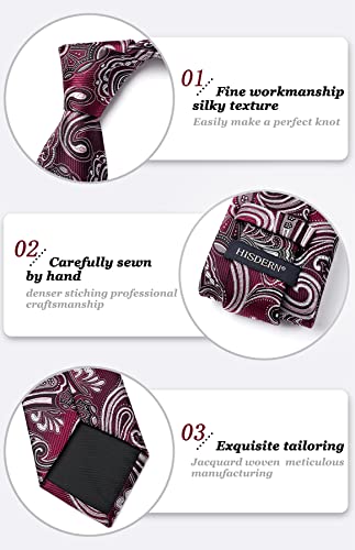Image of HISDERN Ties for Men Paisley Tie and Pocket Square Woven Classic Floral Mens Ties Handkerchief Set Wedding Party Necktie