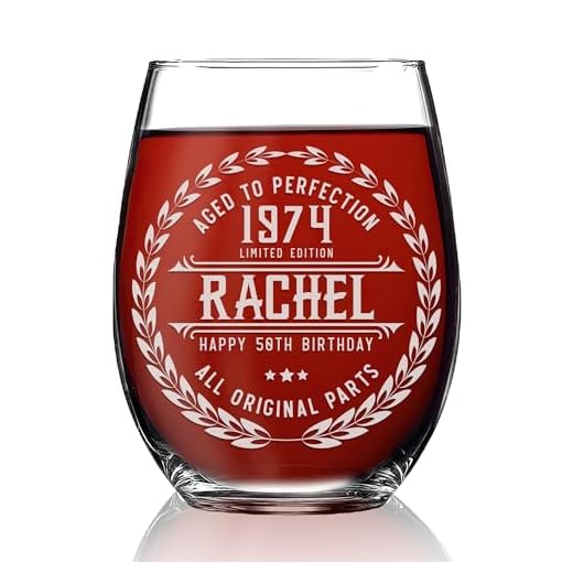 50th Birthday Gifts for Women - Personalized Wine Glass - Funny Novelty 50 Year Old Woman Gift Ideas - 50th Decorations for Her, Wife, Friend - Unique 50th Birthday Present for Her 1974 Gift