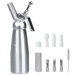 VIGIND Whipped Cream Dispenser,500ml Whipped Cream Canister with Sturdy Aluminum Body And Head,Leak Free Whipped Cream Maker,6 Decorating Nozzles,Use Standard 8g N2O Cream Chargers (Not Included)