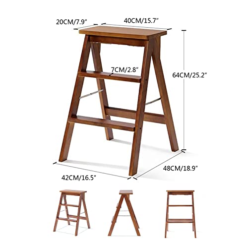 Tuoyibo Multifunctional Home Bar High Stool Foldable Solid Wood Stool Portable Climbing Ladder 64 × 42 × 48 Cm thumb #1