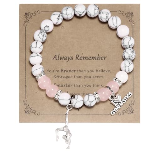 HUTIMY Gymnast Gifts for Women Female Cute Gymnastic Coach Jewelry Beads Gymnastics Bracelet