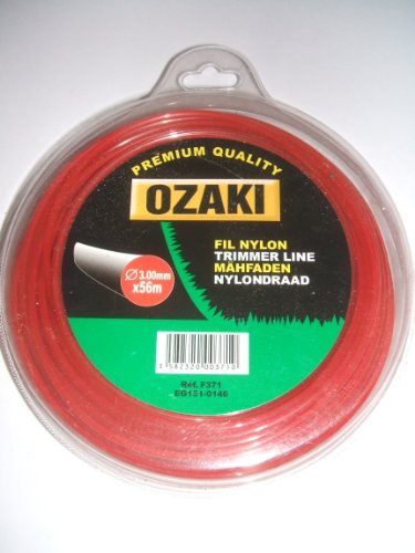 OZAKI - Bobine Fil Nylon Carré - Longueur 130m - Ø 2,00mm - Matières Vierges - Haute Durabilité - Excellente Tenue À L'Œillet