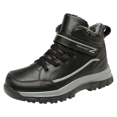 Generisch - Botas de nieve para mujer, forro cálido, cómodas, botas de piel con suela antideslizante, suaves y cómodas, para exteriores, para la nieve, Negro , 36 EU