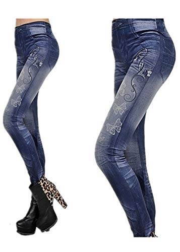 Fliegend Femme Jegging Jeans Look Leggings Grande Taille Tregging Jean Élastique Pantalon Skinny Taille Haute Collant M