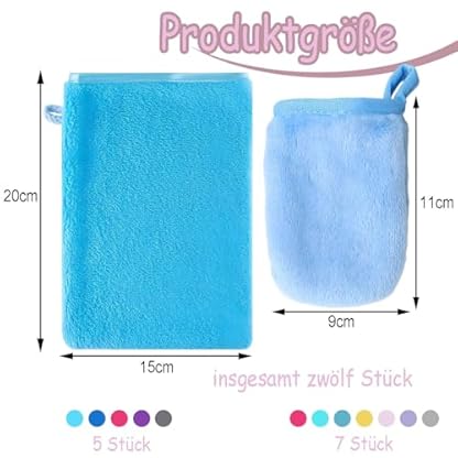 12 Stück Mikrofaser Waschlappen,Waschhandschuh Waschlappen Frottee Gesicht Waschhandschuhe Frottee,Waschhandschuh für Das Baden und Die Gesichtsrein – Bild 3