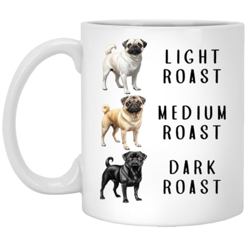 Taza de café Pug 11 oz de cerámica blanca miniatura 1
