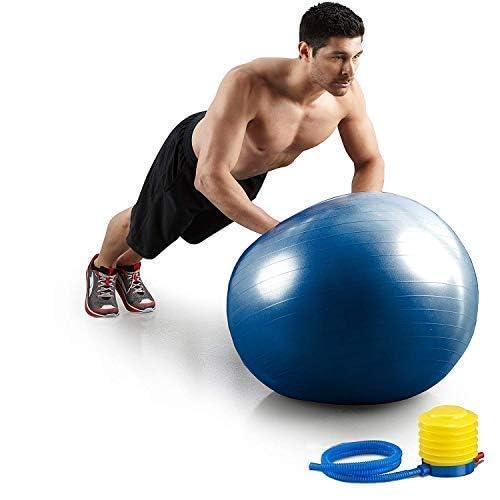 JAYI Jay Anti-Burst Exercise Medium Gym Ball with Pump, Anti-Slip Balance Stability Ball, Fitness Yoga Ball, Extra Thick Swiss Birthing Ball. (Color May Vary). (65 CM)-image-2