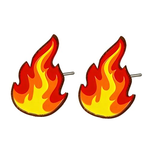 Flame Earrings for Women Cute 3D Shaped Wood Stud Earring Flame Hypoallergenic Jewelry Flames Gifts Valentines Day Birthday Gifts for Women Mom Her Friends Wife Daughter Sister