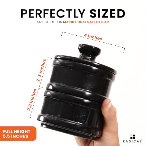 Radicaln Handmade Marble Black 5.5” Dual Salt Cellar With Lid – 2.3” Each Salt and Pepper Bowls Kitchen Container Storage Set – Ideal for Jewelry, Butter Keeper, Sugar & kitchen Décor by Radicaln - Image 7