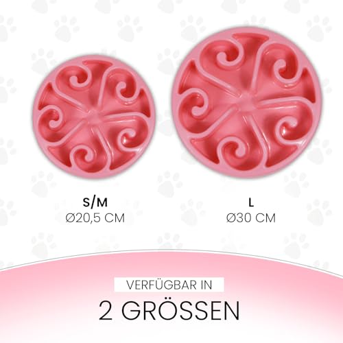Eat Slow Live Longer Original Feeder S/M - Ø20,5 cm - Futternapf - Antischlingnapf Hunde - Schleckmatte Hund - Hundenapf - Slow Feeder für Hunde - rutschfest - Rosa