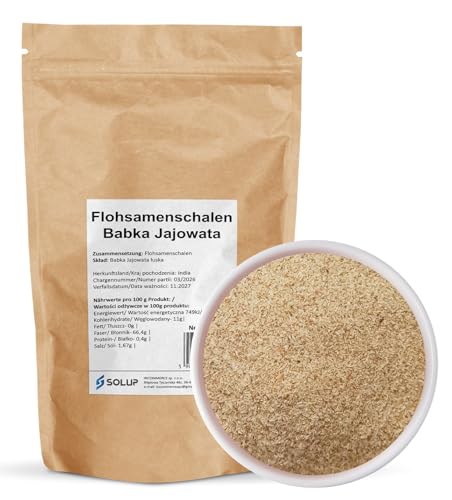 SOLUP Flohsamenschalen gemahlen 1 kg I Flohsamen Psyllium Husk Ballaststoffe Flohsamenschalenpulver Psyllium Pulver gemahlene Flohsamenschalen geschrotet