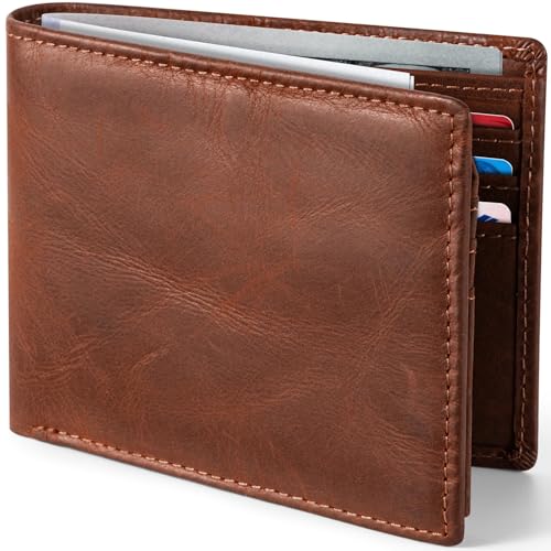 GSOIAX Crazy Horse Leather Bifold Wallet
