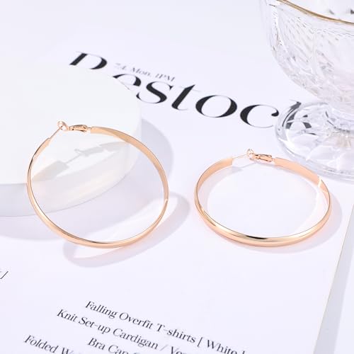 Image of Gacimy Gold Hoop Earrings for Women with 925 Sterling Silver Post | Hypoallergenic Lightweight Thick Hoops Earrings for Women Trendy Jewelry Gift