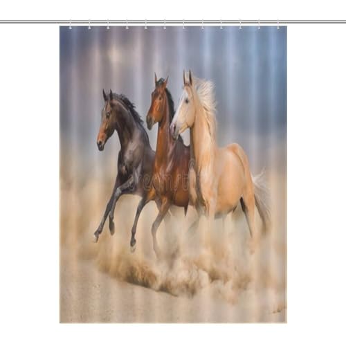 Rideau de douche cheval en polyester imperméable 140x183cm pour salle de bain - 7
