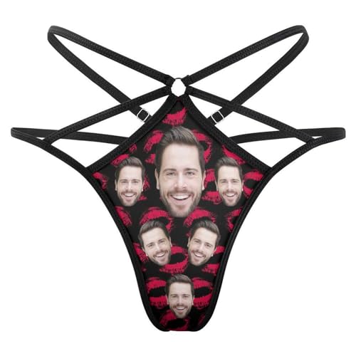 ALICESER Tanga de encaje sexy personalizada con foto de cara personalizada divertida tanga tanga tanga calzoncillos, Style 9, M