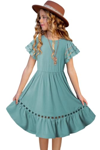 blibean Tween Girls Embroidery Sleeve Dress Summer Outfits 6-15 Years