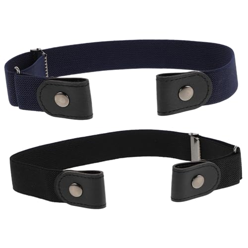 Hemoton 2pcs Ergonomic Stretch Faux Belt Women Men Jeans Waist Cinch Comfortable No Buckle Dress Belt