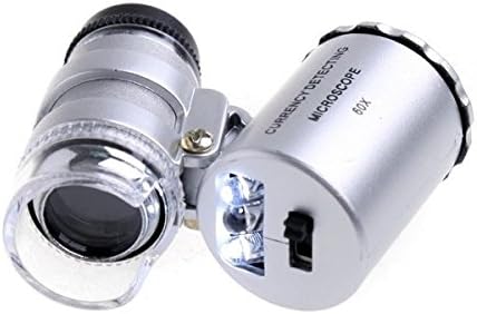 60X Pocket Magnifier Microscope Loupe LED Telescope Currency UV Home & Tools H8563
