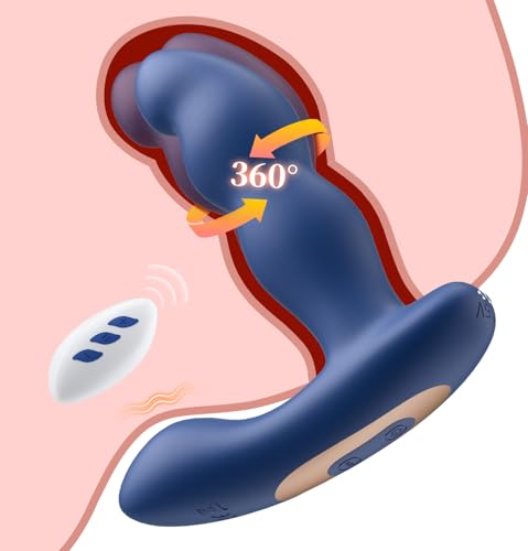360° Rotating Prostate Massager Anal Plug Vibrator, Male Maturbator Sex Toys for Men Vibrators, Vibrating Butt Plug Adult Toys with 7 Rotation & Vibration Anal Dildo Toys for Women Couples Remote Game