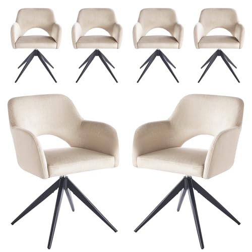 Chaise de Salle à Manger Pivotante 360°: Fonction Mémoire à Retour Automatique - Design Industriel en Velours et MétalDossier Siège Rembourrés pour...