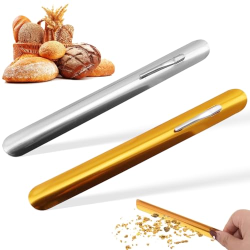 EORPAVU Raccoglitore di briciole da tavolo in acciaio inossidabile da 2 pezzi, dispositivo di rimozione briciole da tavolo in acciaio inossidabile per tavolo da pranzo (oro argento)