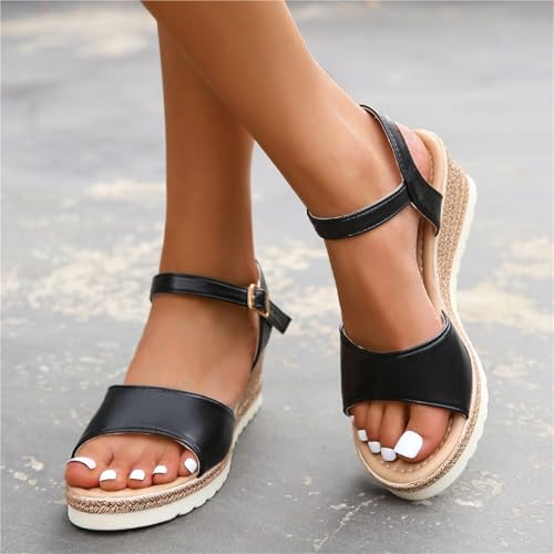 Wedge Sandals For Wome Ankle Strap Platform Sandles Thick Sole Non Slip Beach2