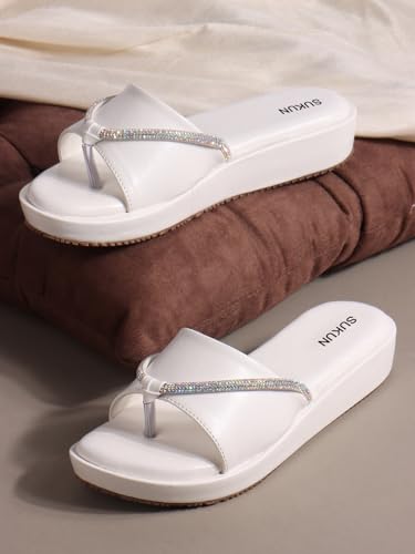 Image of Sukun 6801 Women's Wedge Heel Sandals Comfortable Cushioned Footbed Adjustable Anti-Slip Outsole Stylish & Elegant Design For Girls /Ladies