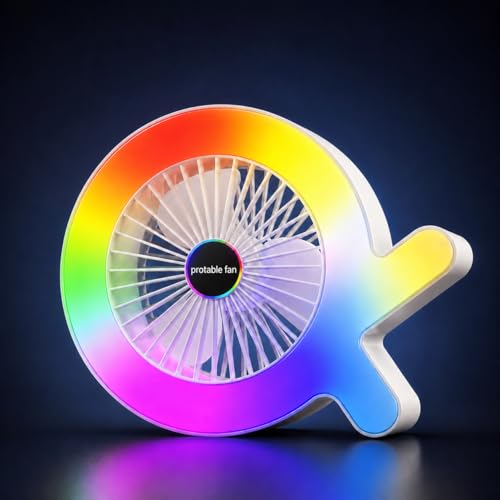 Image of One94Store Fish-Shaped Portable USB Table Fan, 1200mAh Rechargeable Mini Fan with 3 Wind Speed, Up to 4Hrs Runtime, Low Noise Lightweight Desktop & Handheld Cooling Fan for Home, Office (White)