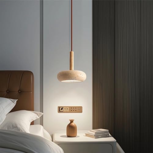 Lámpara colgante de travertino contra ambientes fríos: Luz led retro crema para casa 2