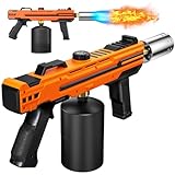 Powerful Propane Torch Gun, Kitchen cooking Torch lighter with Adjustable Flame, Flame Thrower Gun Butane Torch for Searing Steak, BBQ, Campfire, Fireplace (Tank Not Included) (Orange)
