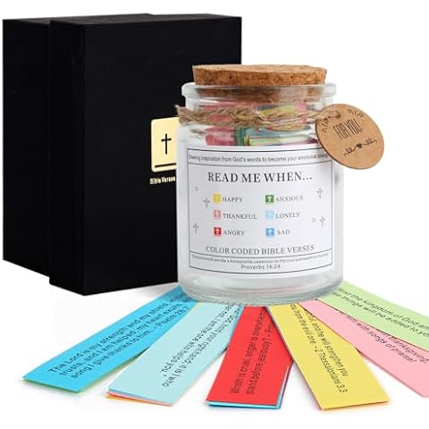 Inspirational Bible Verse Jar with Encouraging Scriptures, Perfect Christian Gift, Faith-Based Home Decor and Scripture Reminder for Families, Friends, and Church Leaders,English Version Cover