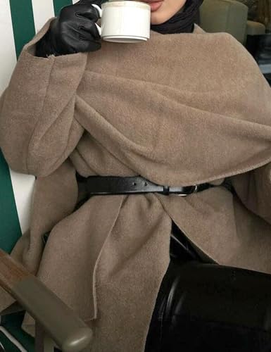 Kissonic Women's Oversized Scarf Jacket Shawl Wraps Knit Long Sleeve Button Winter Peacoat2