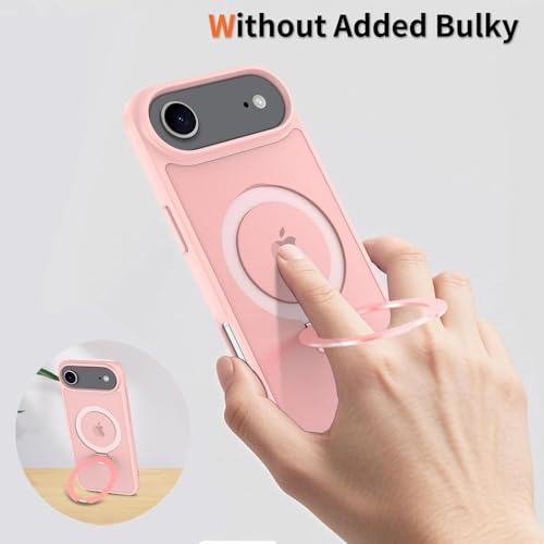 Image of Magnetic for iPhone 17 Air Case, 6.5 inch, Compatible with MagSafe, Rugged Kickstand, Not-Yellowing Military-Grade Protection, Matte Pink