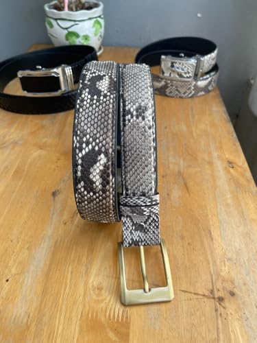 Genuine python snake belly leather Men's buckle belt, genuine men's belt, strap width 1.57"...4