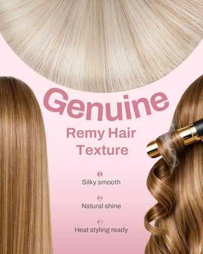 Image of Moresoo 150G Seamless Clip in Hair Extensions Ash Blonde to Bleach Blonde 24Inch 7Pcs PU Skin Genius Clip in Human Hair Extensions Natural Look Clips in Extensions for Women Party