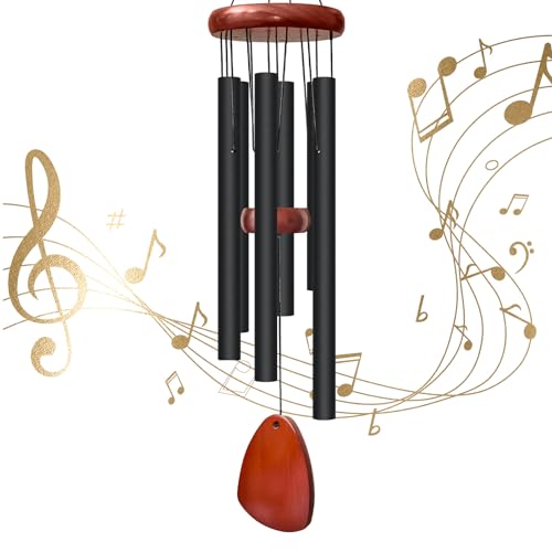28″ Wind Chimes for Outside. Deep Tone Lovely Wind Chimes with 6 Aluminum Tubes Courtyard Decoration. Windchimes Outdoor Create an Enjoyable Atmosphere & Give Mom a Gift