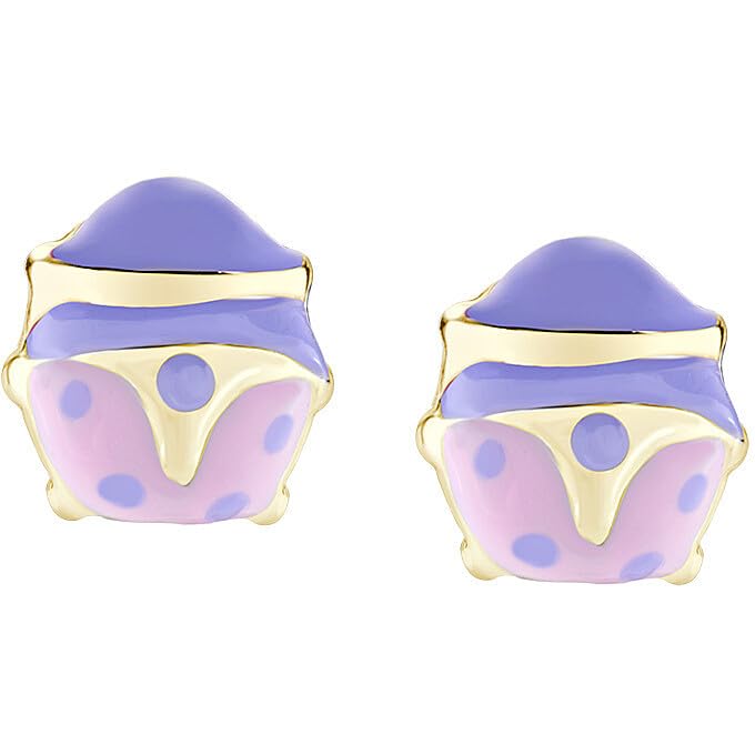 Orecchini bambina di Amen della collezione Junior. Gioiello realizzato in argento 925 di colore oro e smalto rosa e lilla. La referenza è ORJCOGLI3