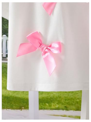 OYOANGLE Girl's Bow Top Short Sleeve Crew Neck T Shirts Cute Summer Tops4