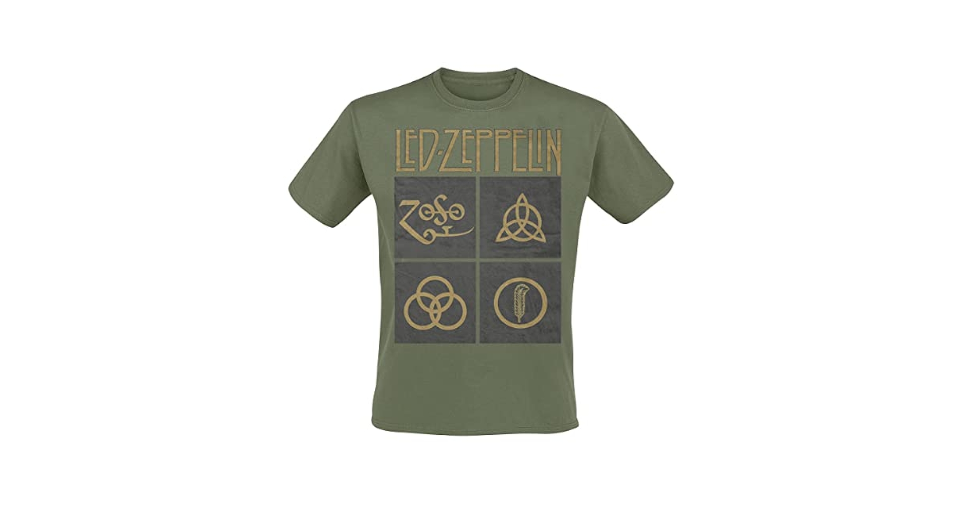 Amazon.com: Led Zeppelin T Shirt Gold Symbols Logo Black
