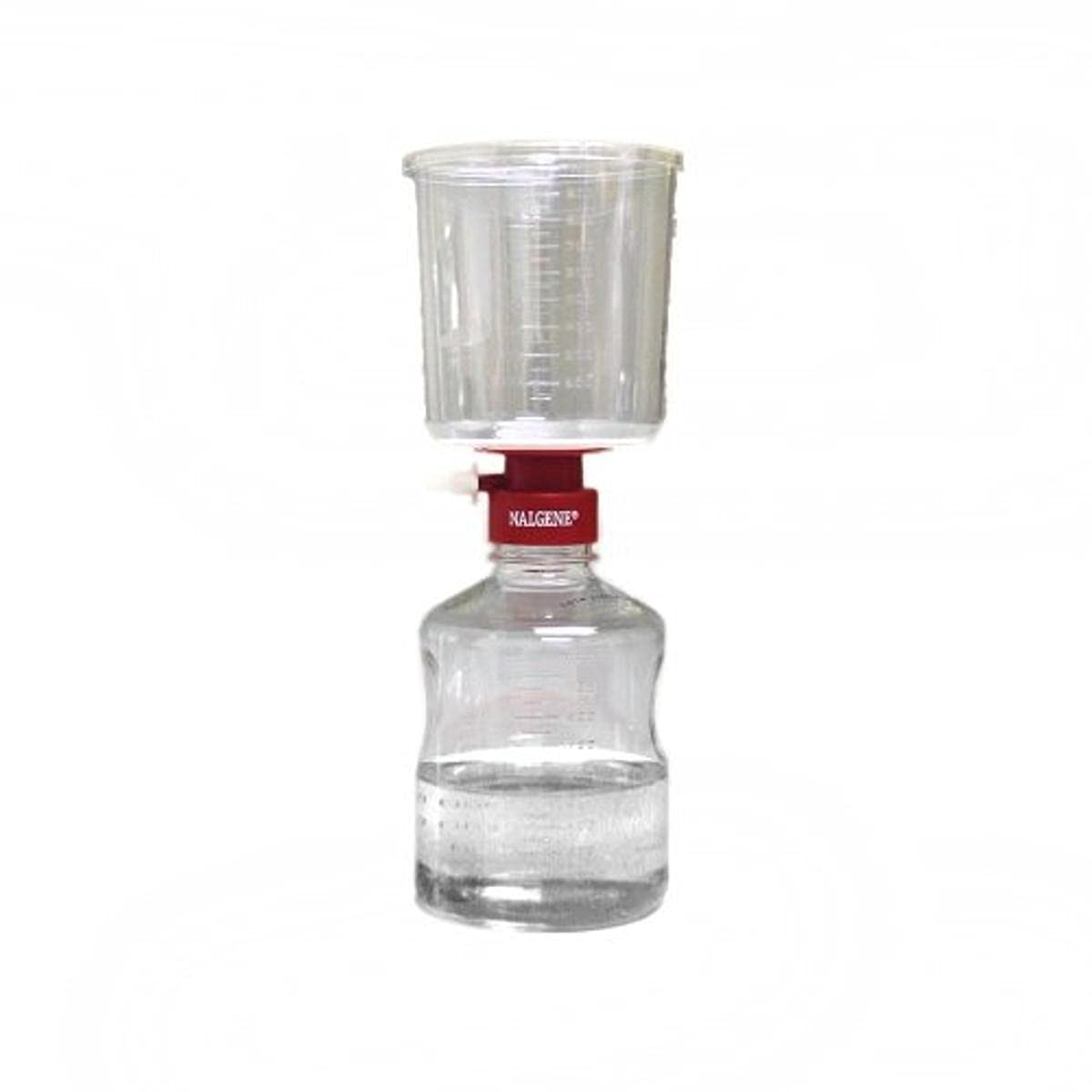 Nalgene MF75 Series Polystyrene Lab Filter Unit, Nylon, Sterile, Red Collar, 0.2 Micron, 90mm Membrane Diameter, 500mL Capacity (Case of 12)