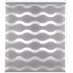 Estores Comedor Decoracion Blindecor Mediterráneo estor enrollable noche y día, color Gris plata, estor ondas 160 x 180 cm (ancho x alto). Tamaño de la tela 157 x 175 cm. Estores noche y dia elegantes